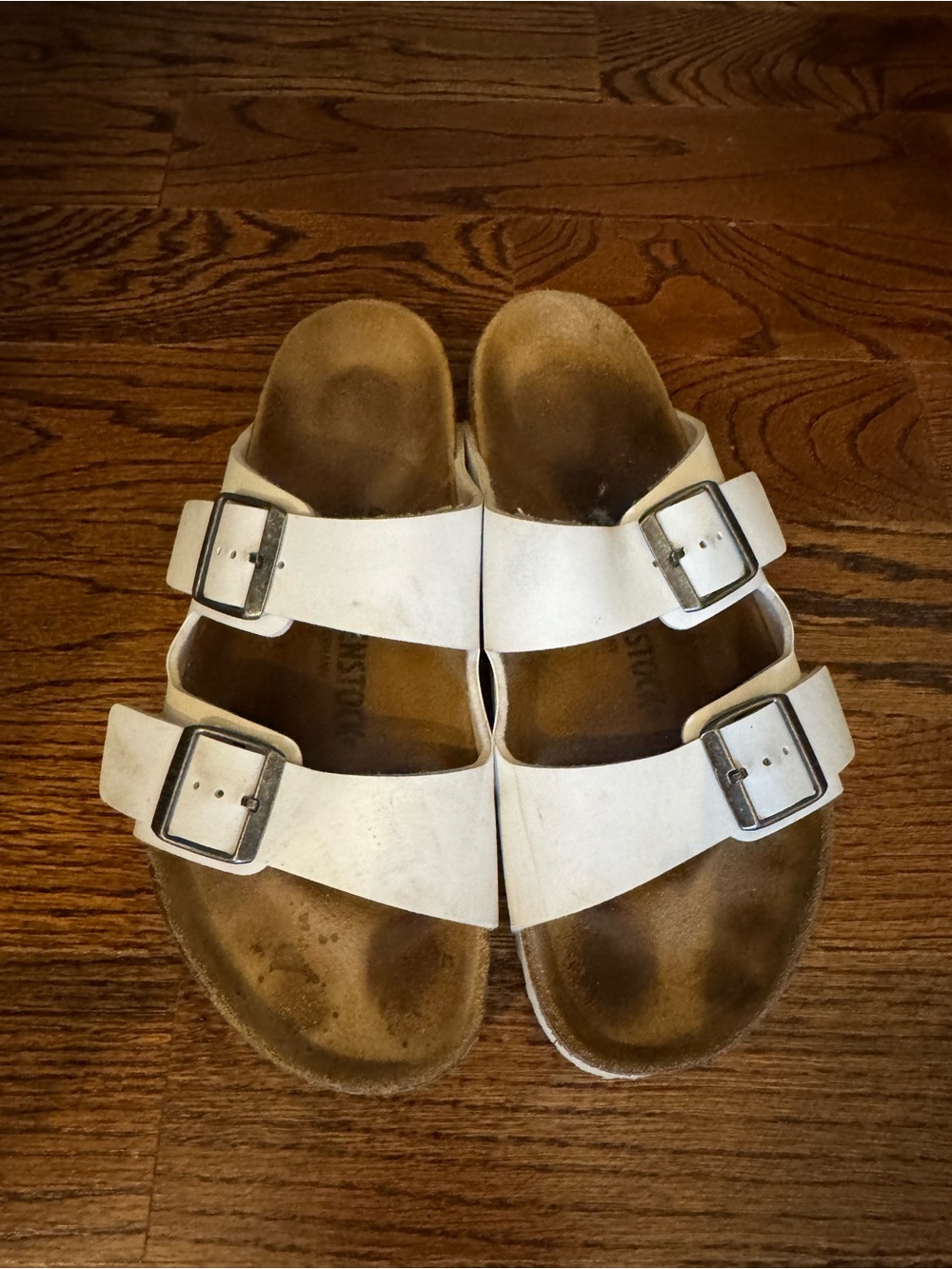 Birkenstock White Double-Strap Sandals with Buckles